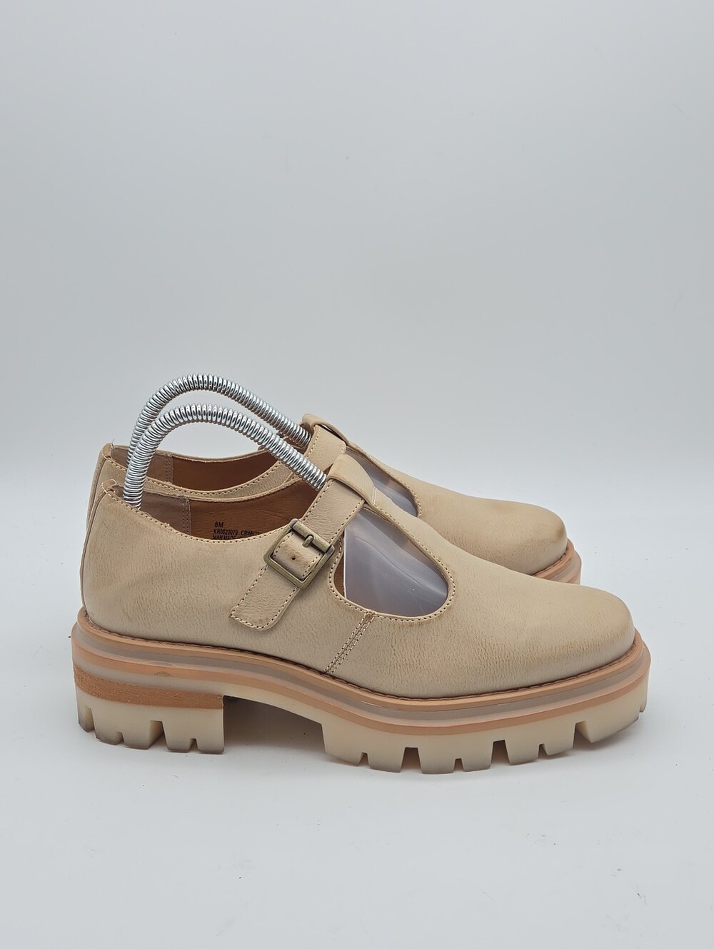 Korks Vega Platform Lug Sole‎ Mary Jane Shoes Cream Women's 8